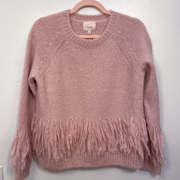 Cinq a Sept Izabella Alpaca Wool Fringe Sweater S - Picture 5 of 7
